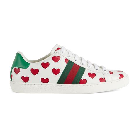 gucci white sneakers with hearts|gucci ace sneakers floral.